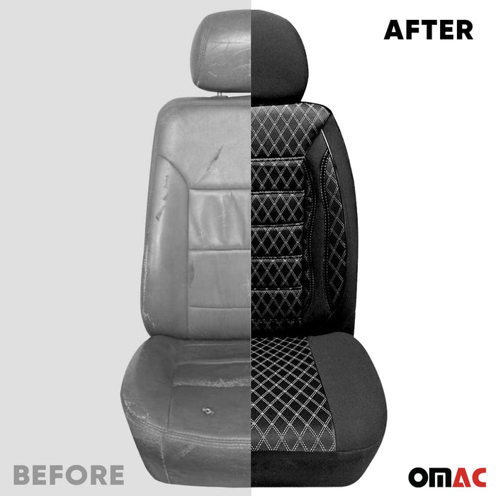 Front Car Seat Covers Protector for GMC Black Breathable Cotton