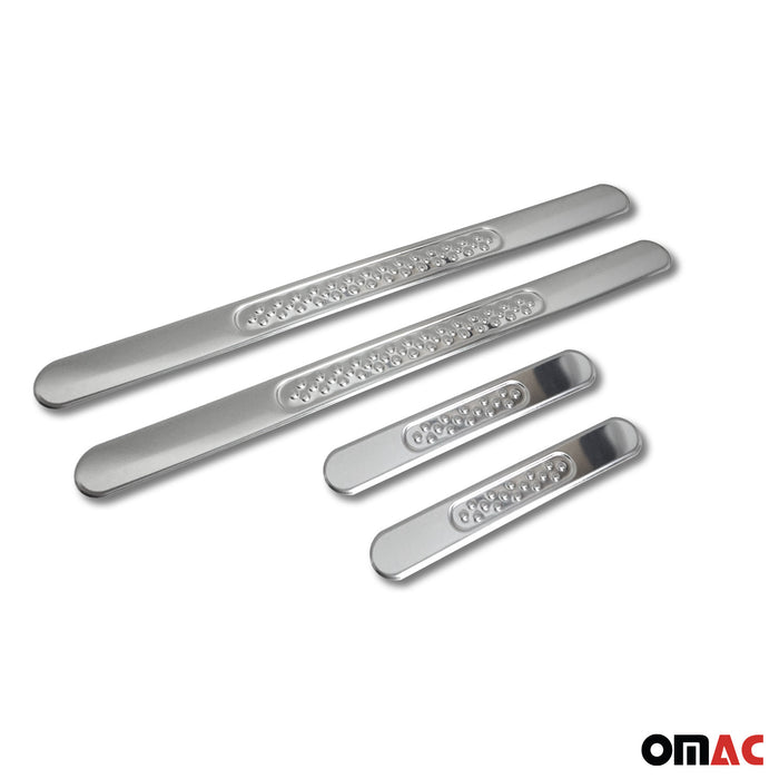Door Sill Scuff Plate Scratch Protector for Toyota Gloss Steel Silver 4 Pcs