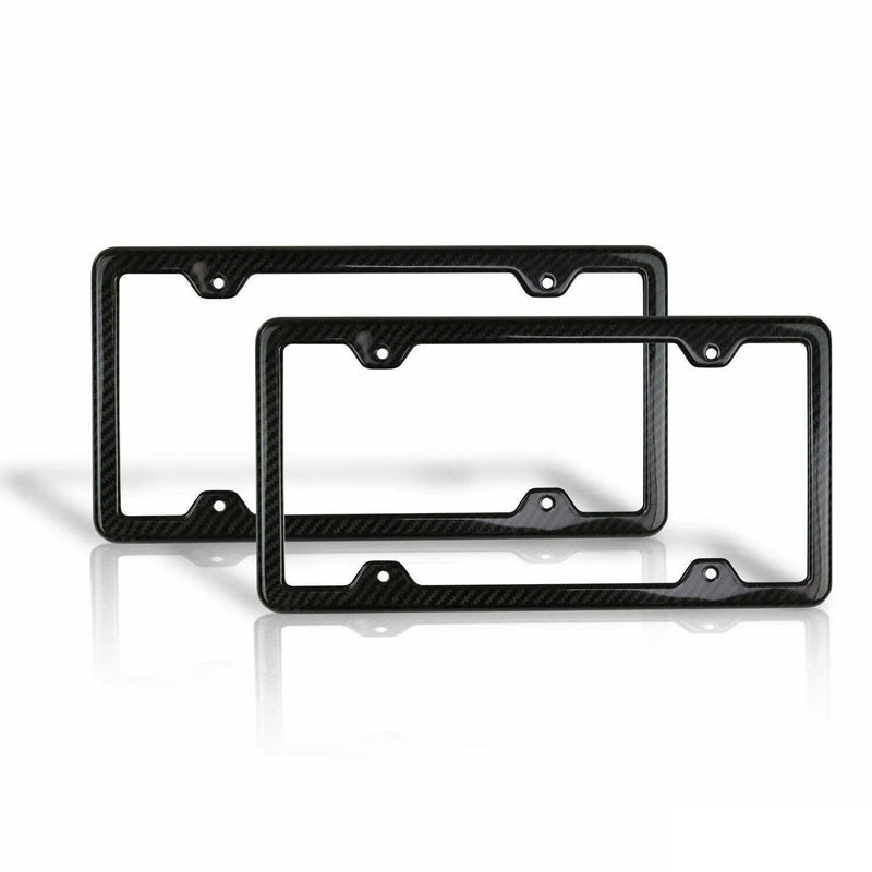 2 Pcs Real Carbon License Plate Frame Rear & Front Tag Holder