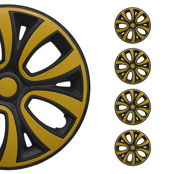Hub Cap 16" Inch Wheel Rim Cover Matt Black with Yellow Insert 4pcs Set