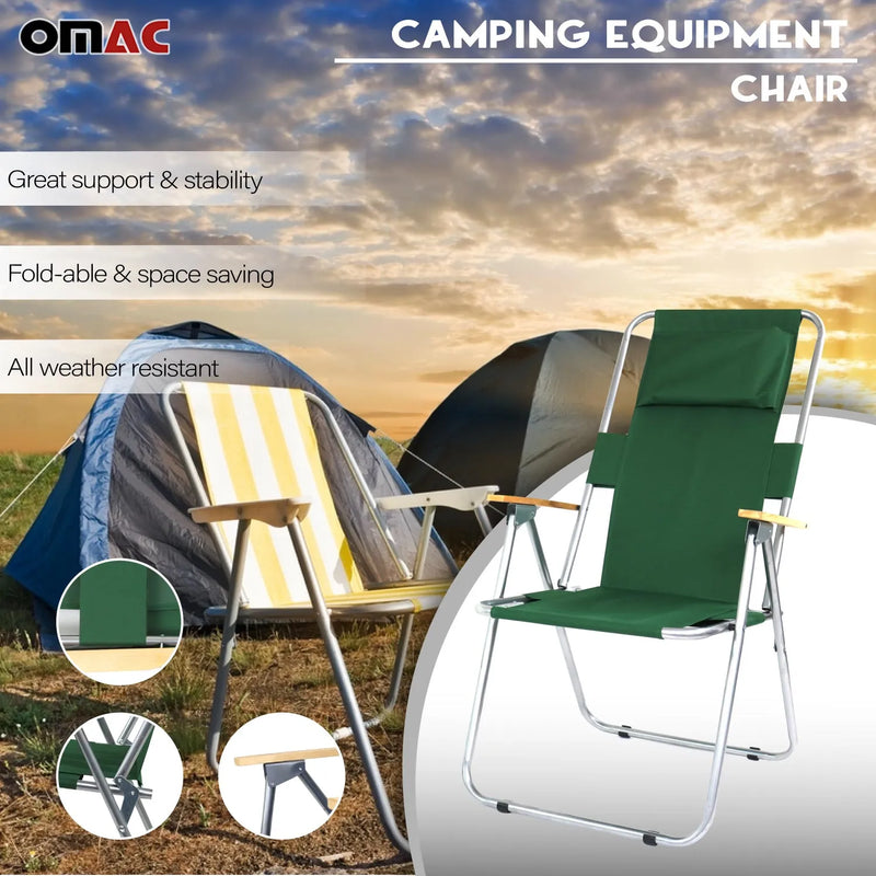 New Folding Padded Wooden Camping Chair Beach Seat Fishing Outdoor Picnic Green