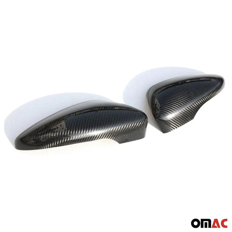 Side Mirror Cover Caps Fits VW Passat B7 2012-2014 Carbon Fiber Black 2 Pcs - OMAC USA