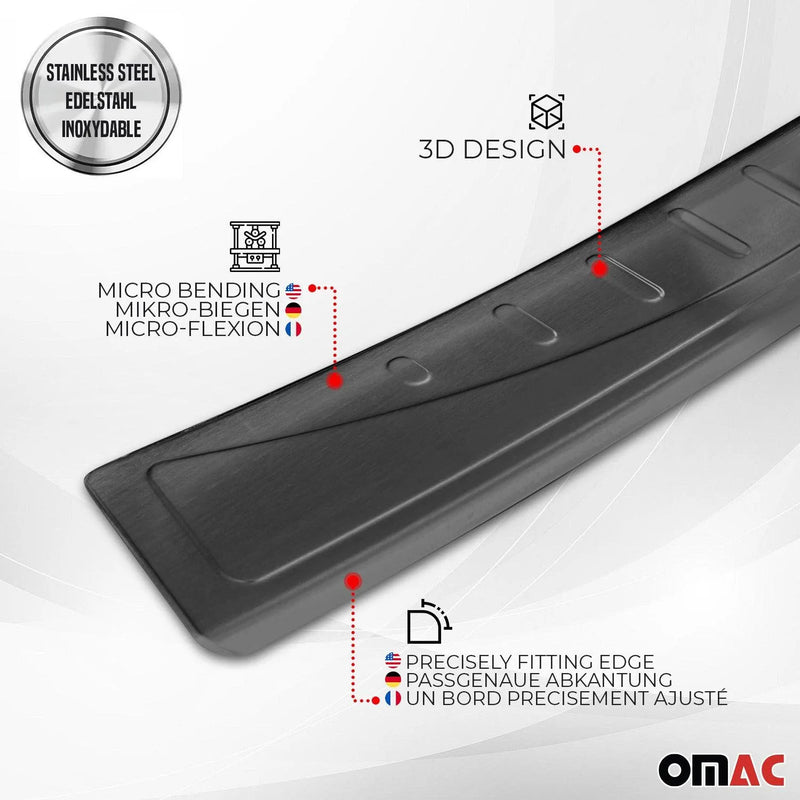 2007-2015 Smart ForTwo Rear Bumper Sill Cover Protector Guard Steel Dark