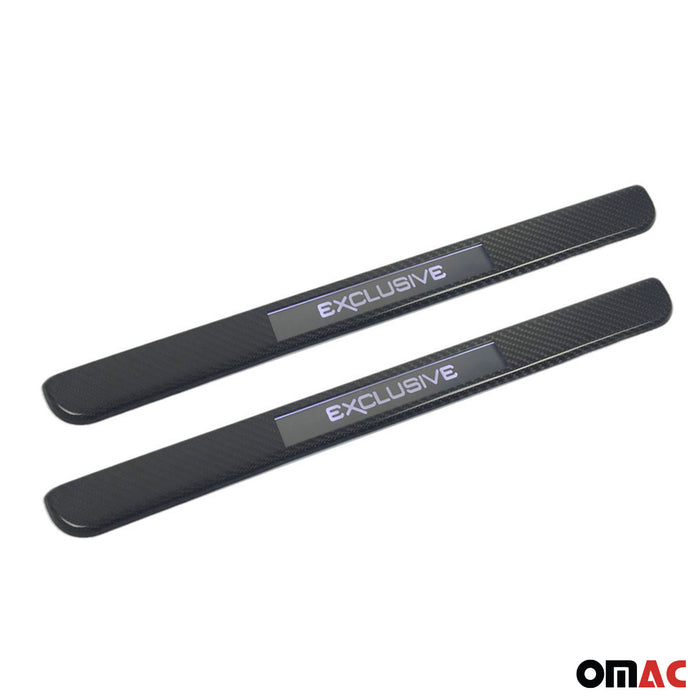 Genuine Carbon Illuminated LED Door Sill Cover Scuff Plate Exclusive 2 Pcs