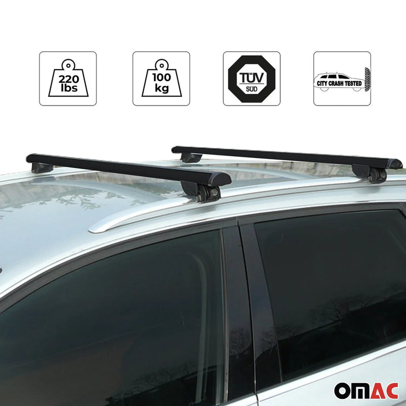 Roof Rack Cross Bars Luggage Carrier Aluminum Black 2 Pcs