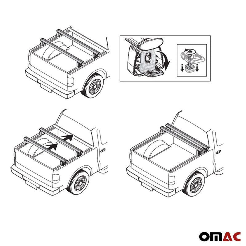 Chevrolet Silverado Truck Bed Rack System Alu Pick Up Sliding Rack 4Pcs