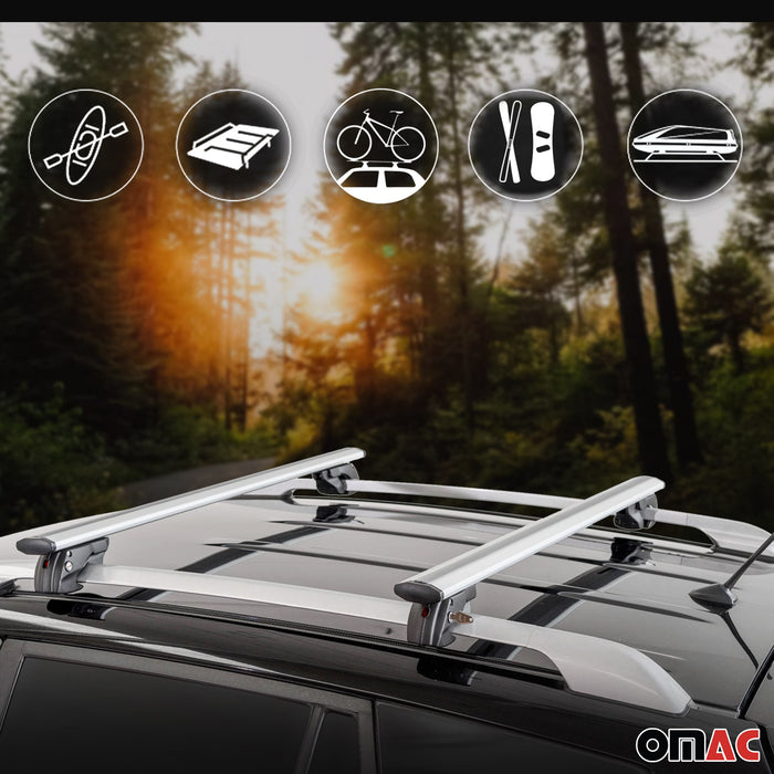 Alu Roof Racks Cross Bars Carrier for Acura TSX Sport Wagon 2011-2014 Gray 2Pcs