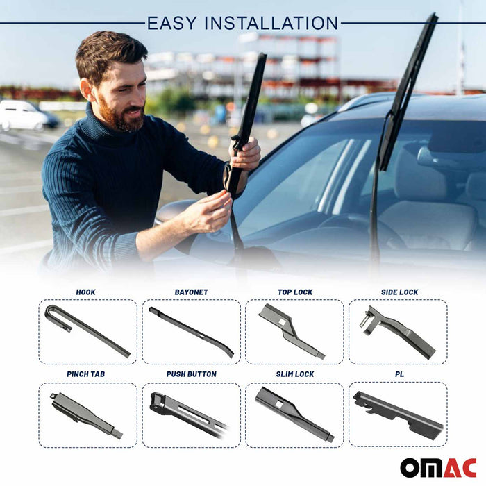OMAC Premium Wiper Blades 20" & 20 Combo Pack for Nissan Cube 2009-2014