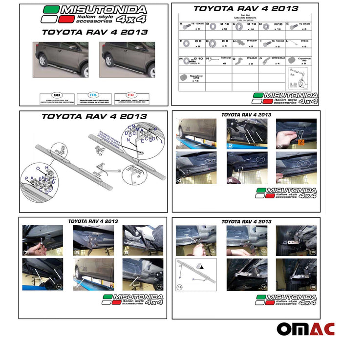 Steel Nerf Bars Side Step Running Boards for Toyota RAV4 2013-2015 Grey 2Pcs