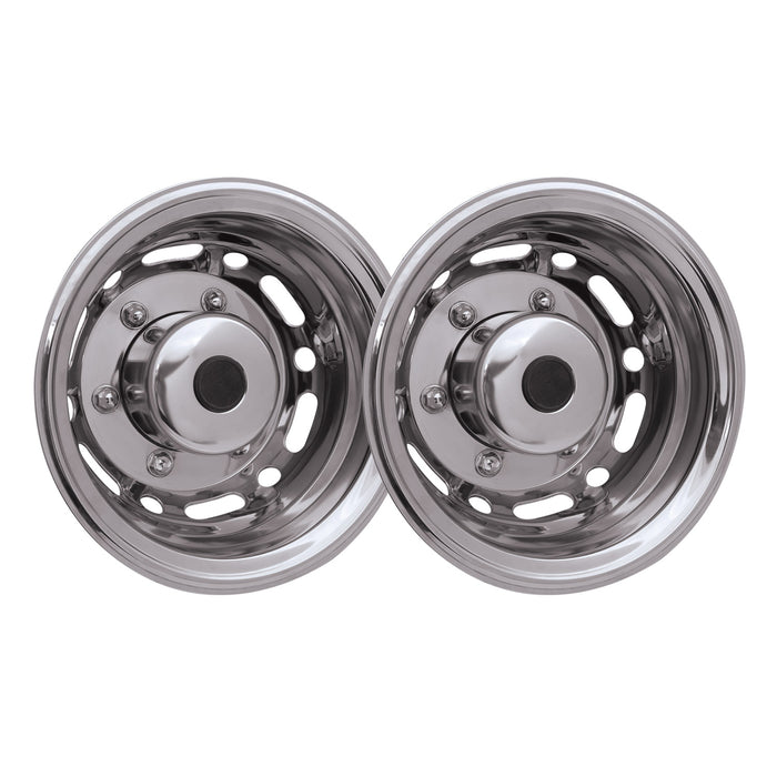 Wheel Simulator Hubcaps Rear for Ford E-Series Chrome Silver Steel