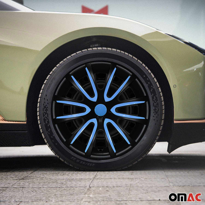 15" Wheel Covers Hubcaps for Hyundai Sonata Black Matt Blue Matte