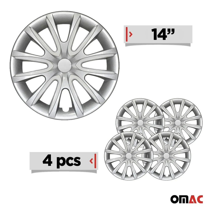 14" Wheel Covers Hubcaps for Honda Grey White Gloss - OMAC USA