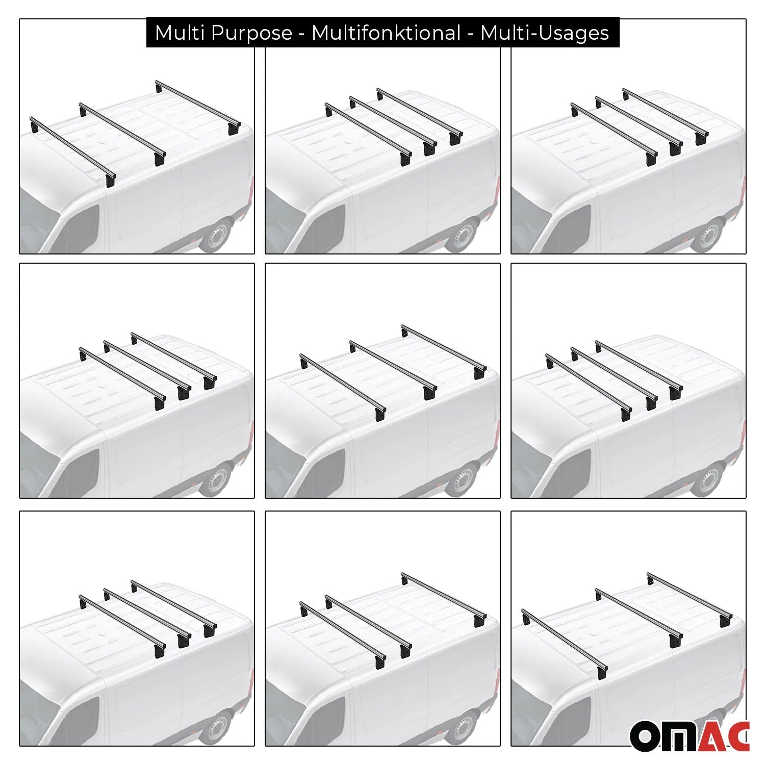 2014-2025 RAM ProMaster Professional Roof Racks Cross Bars Set Gray 3Pcs