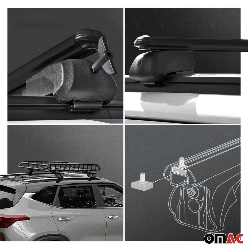 Roof Rack Flush Rail Cross Bars Carrier Anti-Theft Lockable 47" 2 Pcs Black