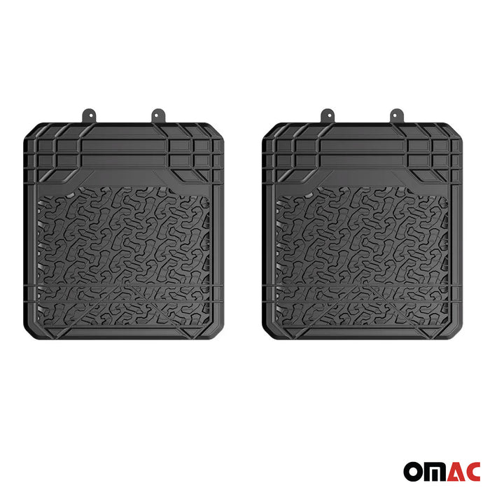 Anti-Shift Second Row Floor Mats for Trucks & SUV All Weather Black Rubber 2Pcs