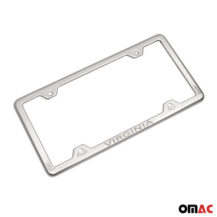 License Plate Frame tag Holder for Hyundai Elantra Steel Virginia Silver 2 Pcs