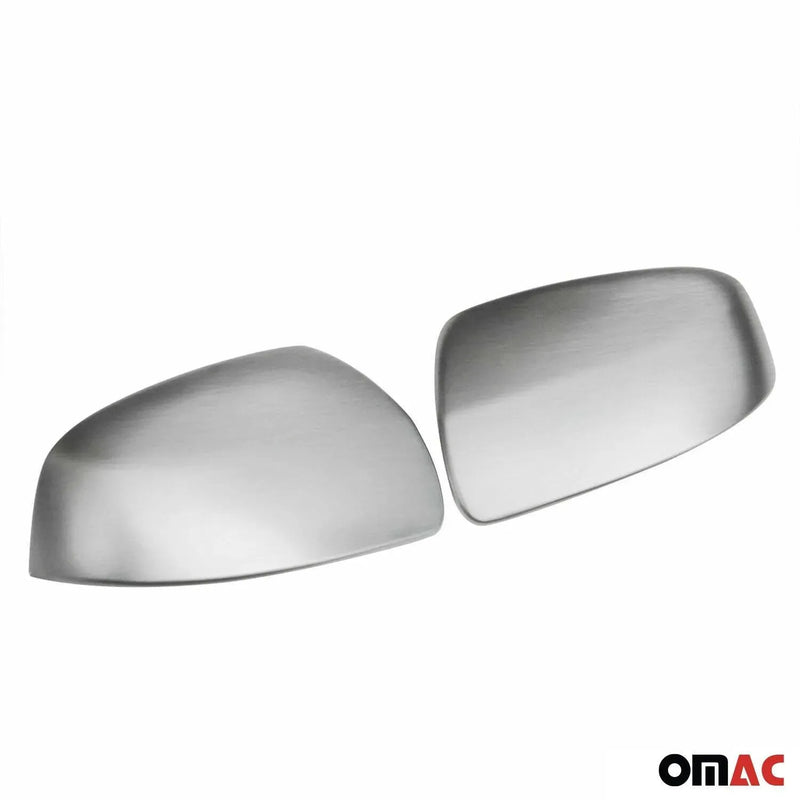 Side Mirror Cover Caps Fits Smart ForTwo 2007-2015 Brushed Steel Silver 2 Pcs - OMAC USA