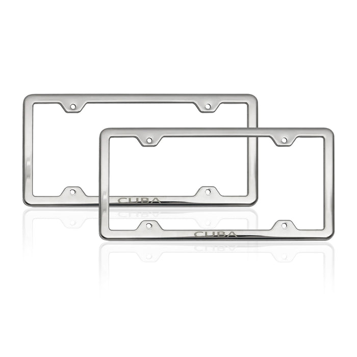 License Plate Frame tag Holder for Jeep Cherokee Steel Cuba Silver 2 Pcs