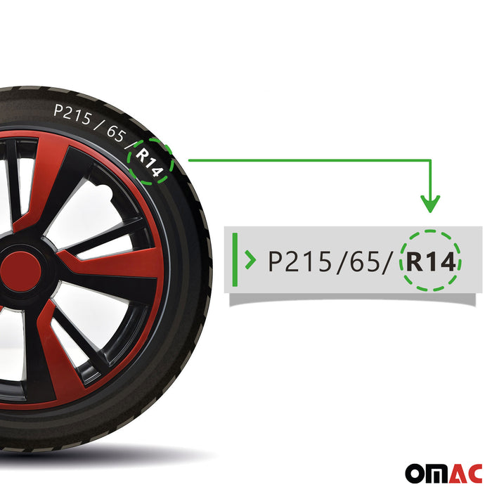 14" Wheel Covers Hubcaps fits Kia Red Black Gloss