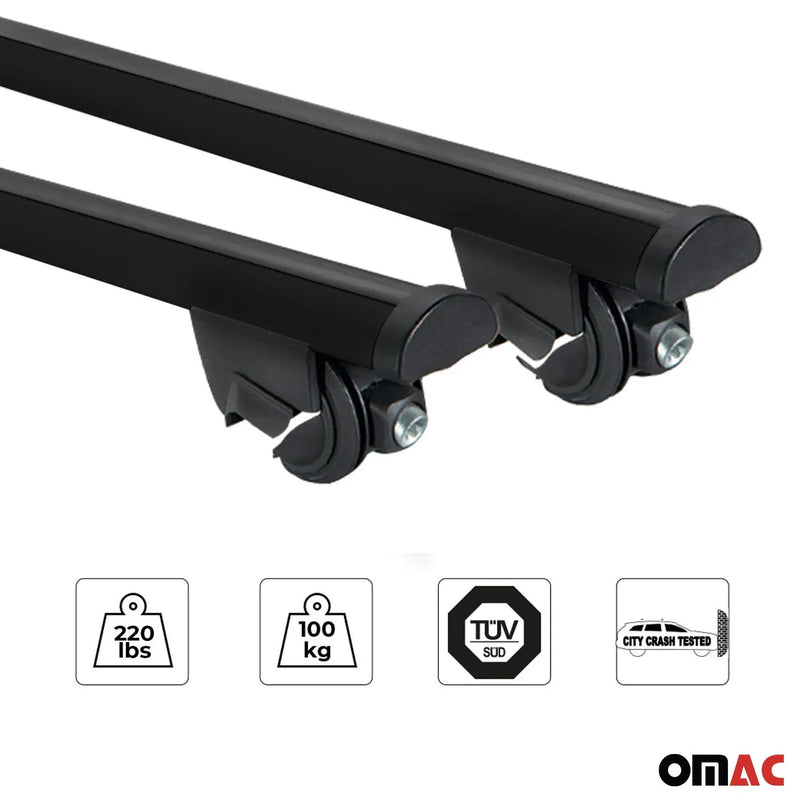 Roof Rack Cross Bars Luggage Carrier Aluminum Black 2 Pcs