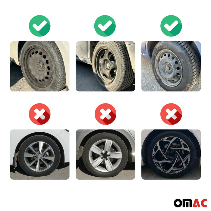16" Wheel Rim Cover Guard Tire Hub Caps Durable Snap On ABS Accessories Black 4x