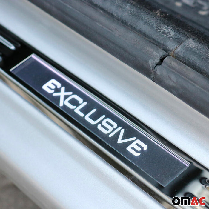 Door Sill Scuff Plate Illuminated for Audi Q3 Q5 Exclusive Steel Silver 4 Pcs