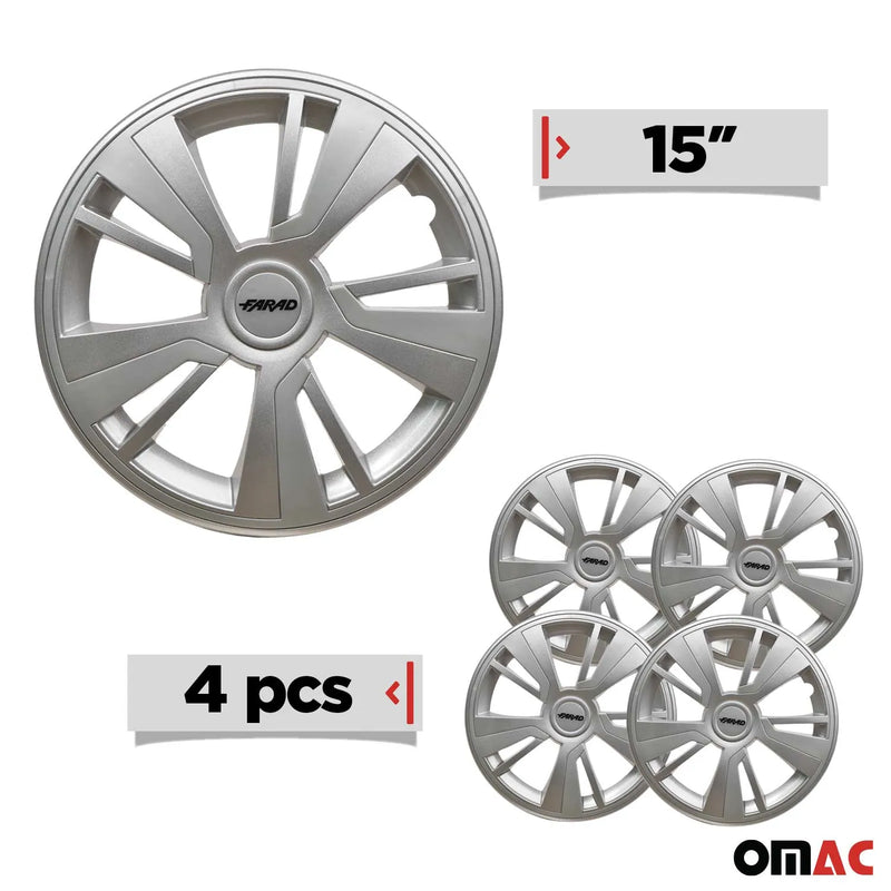 Twintone Hub Caps Wheel Cover 15" Grey & Light Gray Insert Full Set 4 pcs.