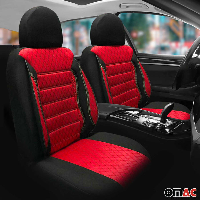 1x Front Car Pickup Van SUV Seat Cover Protection Fabric Black with Red