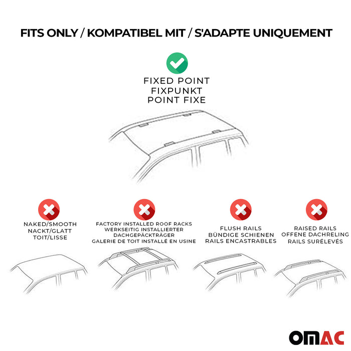 Fix Points Roof Racks Cross Bar Carrier for Mazda 3 Hatchback 2010-2013 Gray 2x