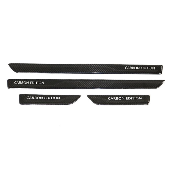 Door Sill Scuff Plate Scratch Protector for Ford Focus Carbon Fiber Black 4 Pcs