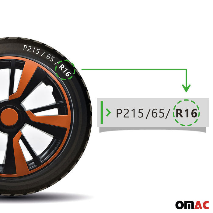 16" Wheel Covers Hubcaps fits Honda Orange Black Gloss