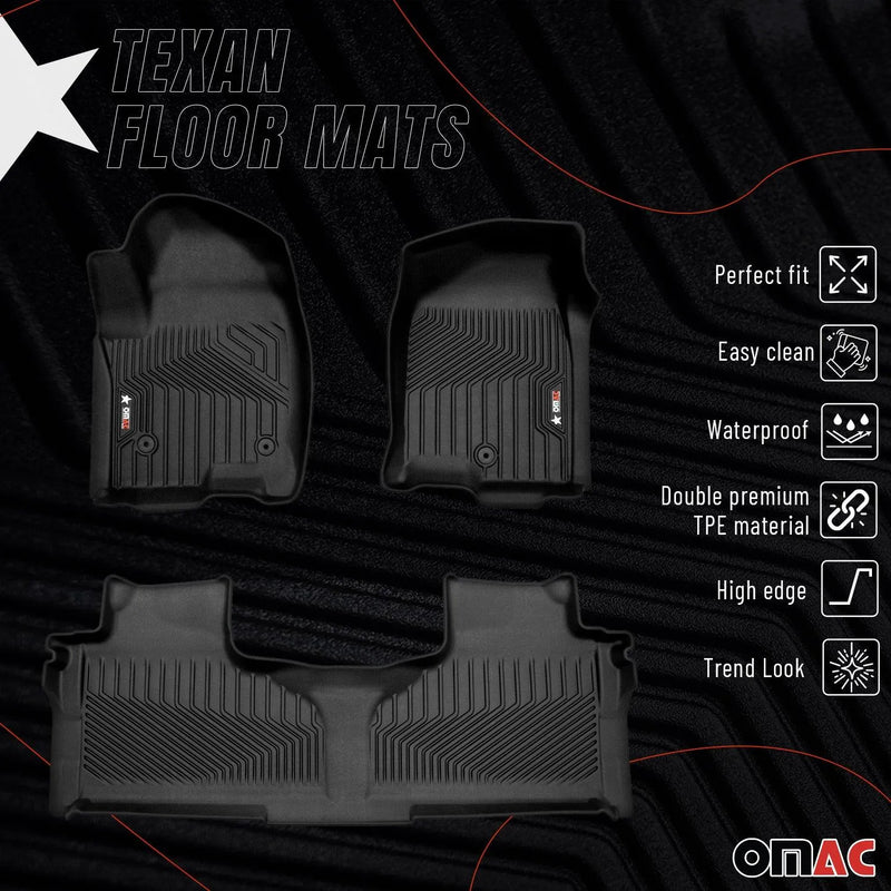 2021-2024 Chevrolet Tahoe Premium Floor Mats Liners First and Second Row Set Black