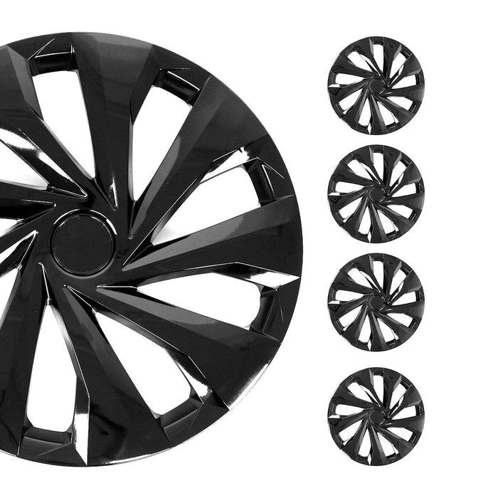 15" Wheel Covers Snap On Guard Hub Caps fit R15 Tire Steel Rim Set of 4 Pc Black