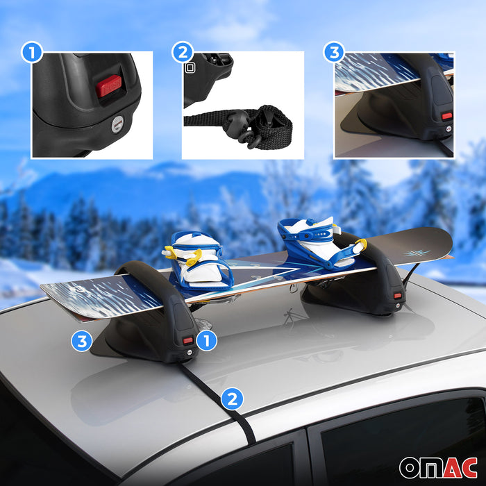 Magnetic Ski Roof Rack Carrier Snowboard for VW Golf Mk4 1998-2006 Black 2 Pcs