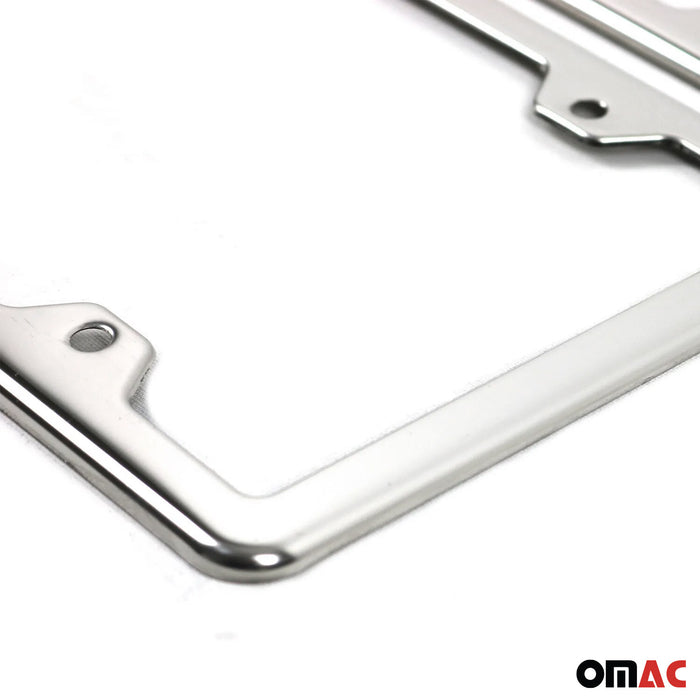 License Plate Frame tag Holder for Toyota Sienna Steel California Silver 2 Pcs