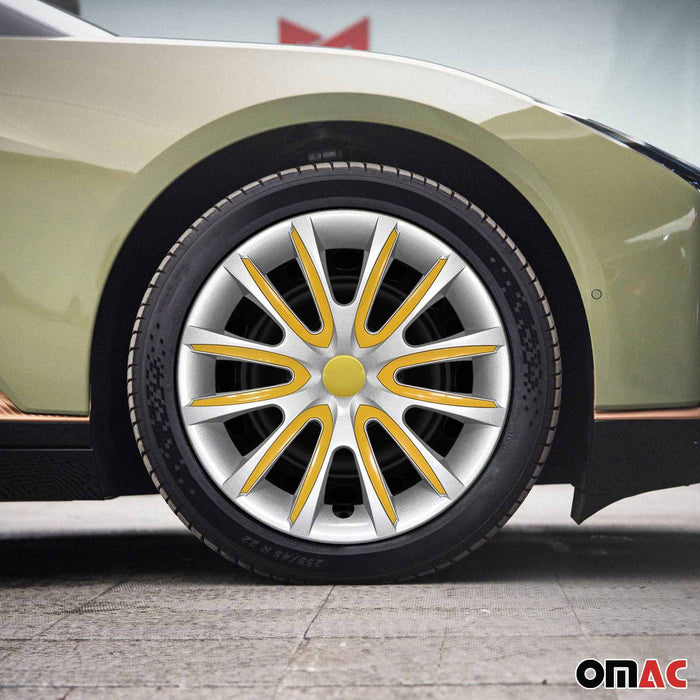 15" Wheel Covers Hubcaps for Hyundai Santa Fe Gray Yellow Gloss