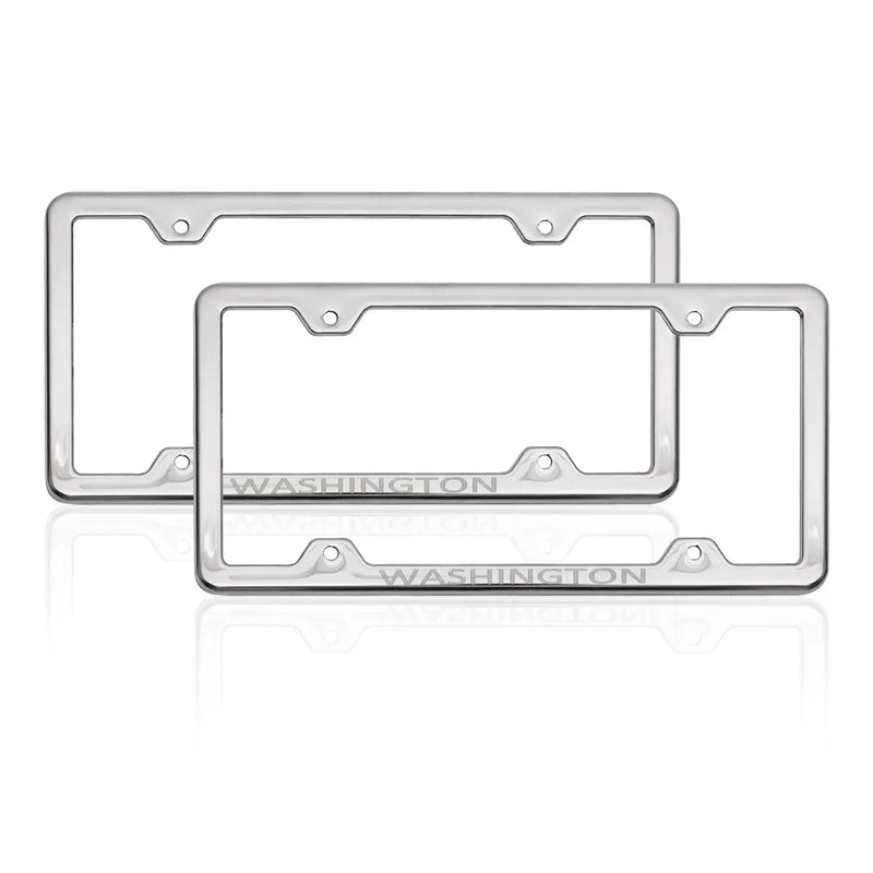 WASHINGTON Stainless Steel Chrome License Plate Frame Set