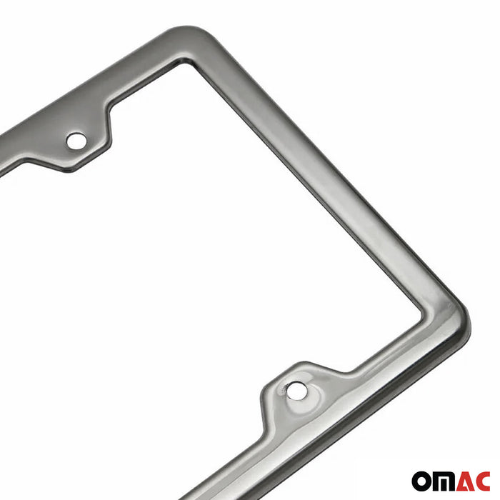 License Plate Frame tag Holder for Toyota Land Cruiser Steel Cuba Silver 2 Pcs