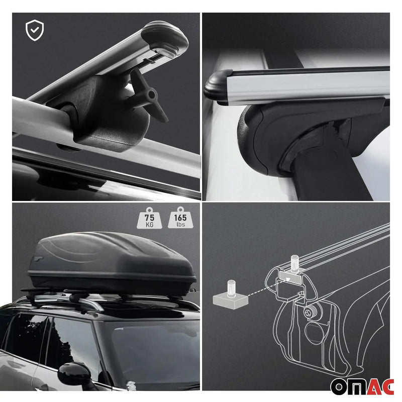 Lockable Roof Rack Cross Bars Carrier for Chevrolet Captiva Sport 2012-2015 Gray - OMAC USA