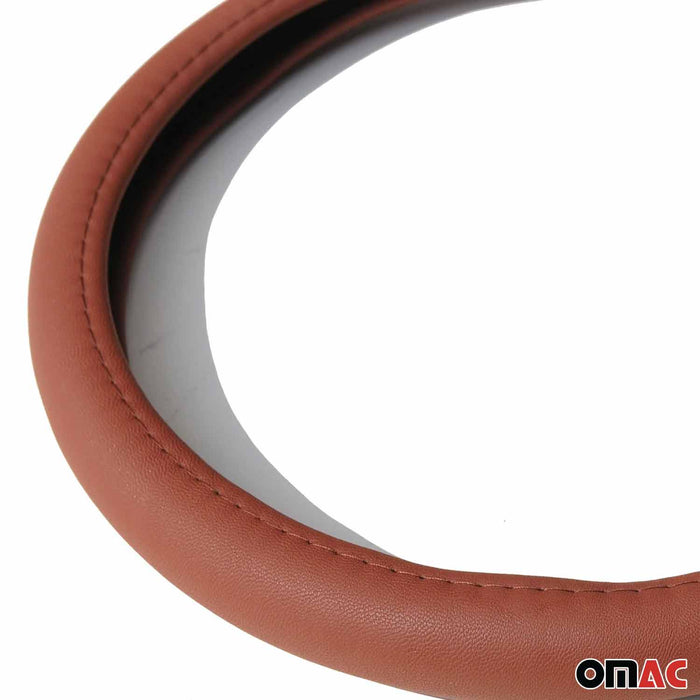 15" Premium Brown PU Leather Car Steering Wheel Cover for Lincoln