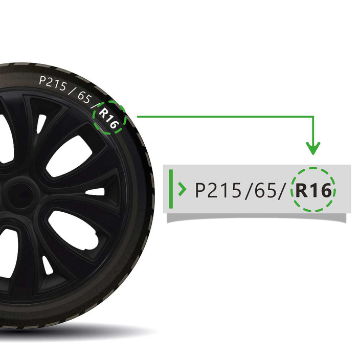 16" Hubcaps Wheel Rim Cover Glossy Black with Black Insert 4pcs Set