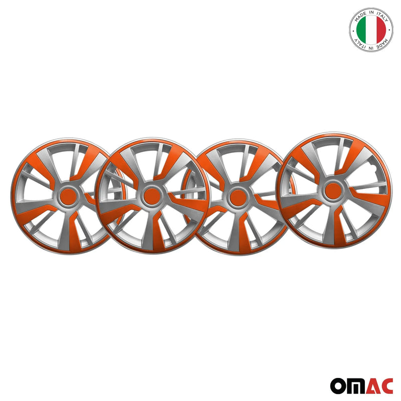 Twintone Hub Caps Wheel Cover 15" Grey & Orange Insert Full Set 4 pcs.