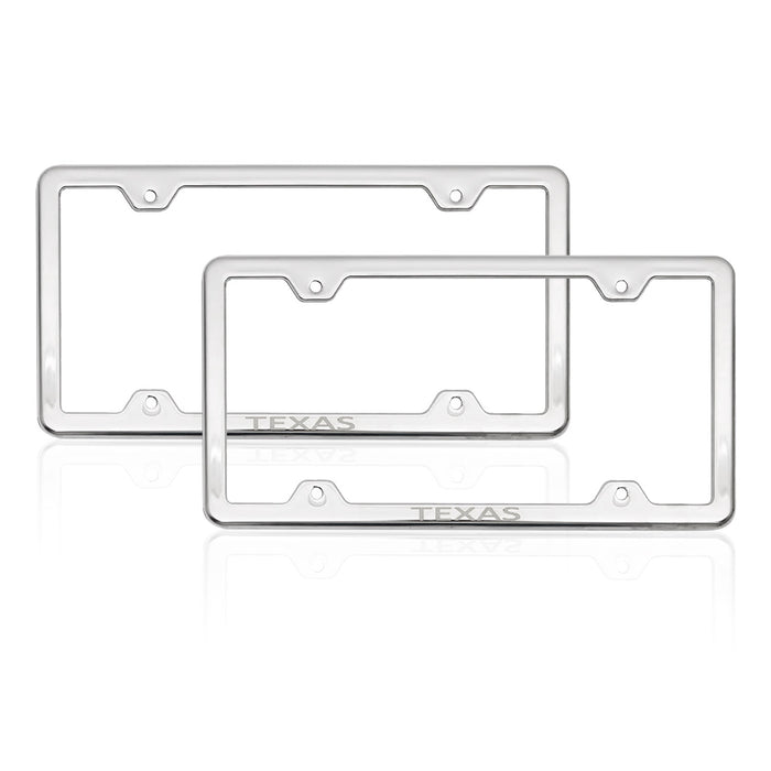 License Plate Frame tag Holder for Toyota RAV4 Steel Texas Silver 2 Pcs