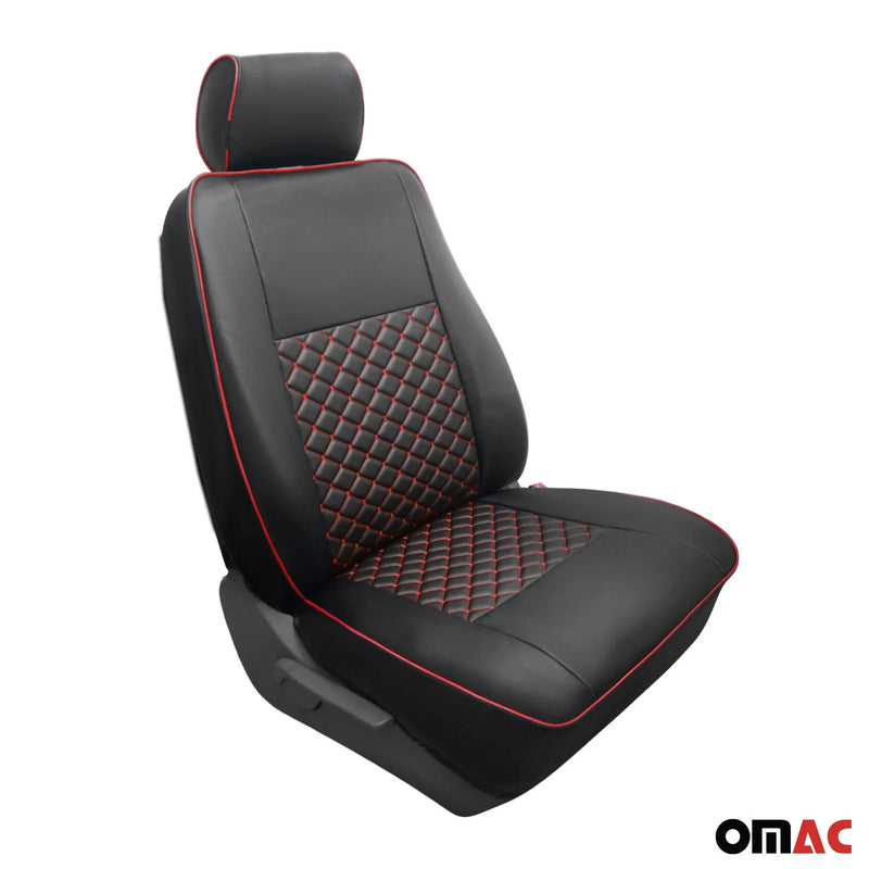 2014-2024 RAM ProMaster Leather Front Car Seat Covers Protector Black Red