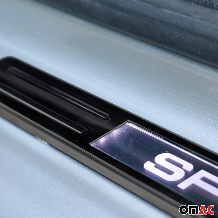 Door Sill Scuff Plate Illuminated for Mercedes Stainless Steel Dark 4Pcs