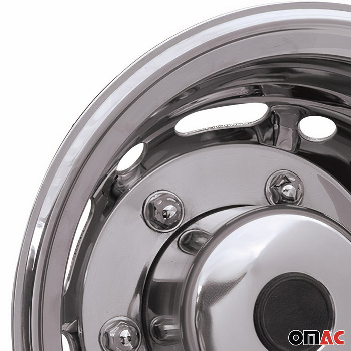 Wheel Simulator Hubcaps Rear for Ford E-Series Chrome Silver Steel