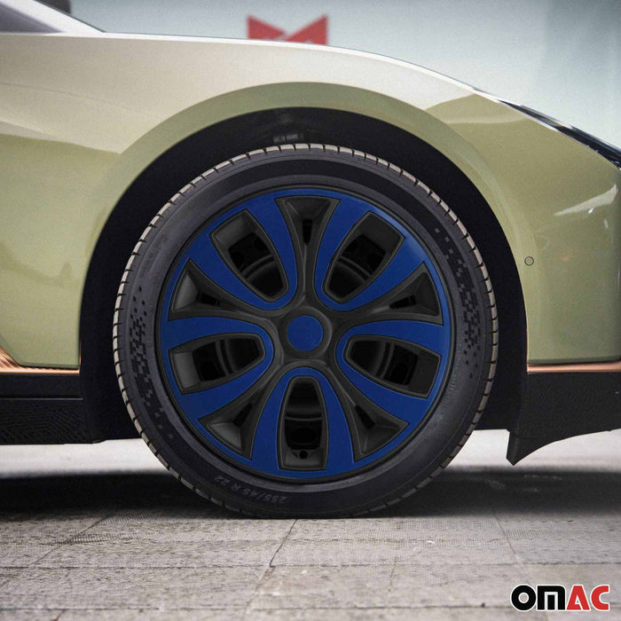 15" Wheel Covers Hubcaps R15 for Audi Black Matt Dark Blue Matte