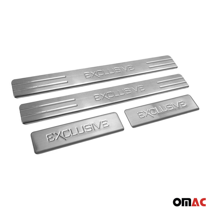 Door Sill Scuff Plate Scratch Protector for Buick Exclusive Steel Silver 4 Pcs