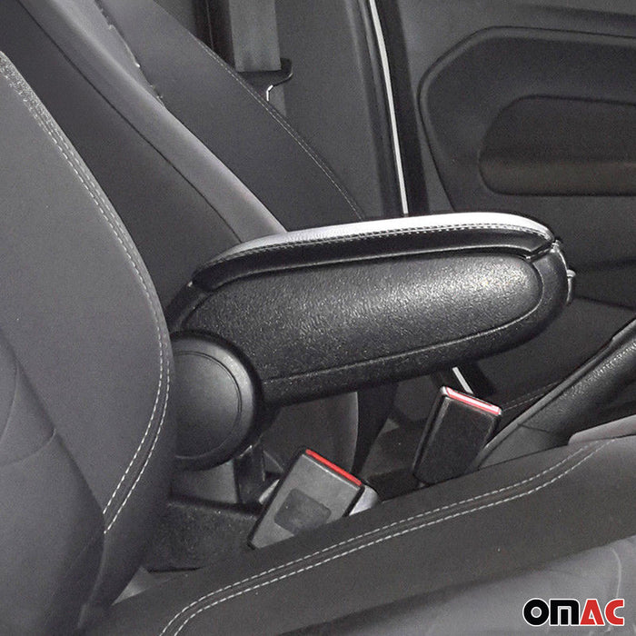 Black Center Console Armrest for Dacia Sandero 2012-2016 Metal Leather ABS Black
