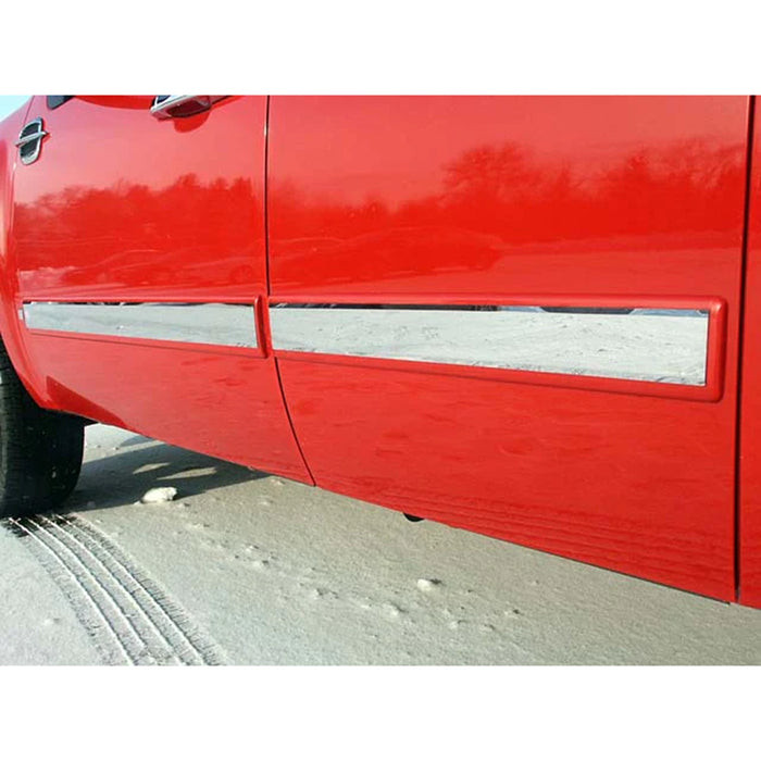 Stainless Rocker Panel Trim 4Pc Fits 2007-2008 Chevrolet Silverado Extended Cab